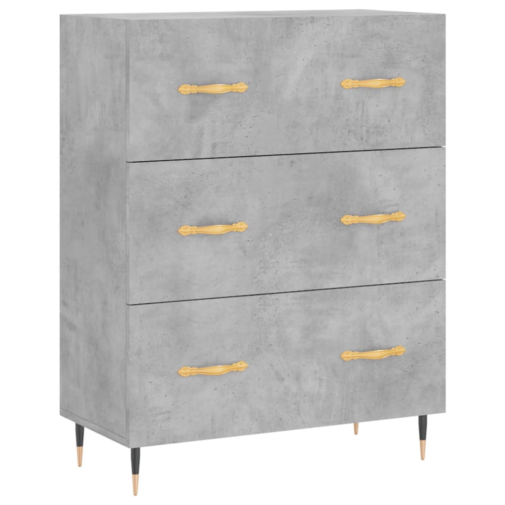 Buffet haut Gris béton 69,5x34x180 cm Bois d'ingénierie - XIOS