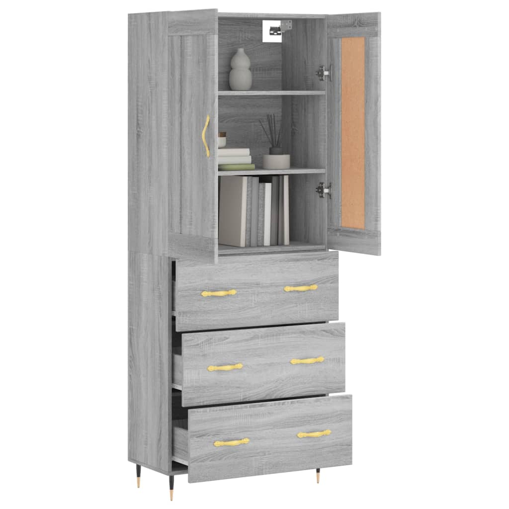 Buffet haut Sonoma gris 69,5x34x180 cm Bois d'ingénierie - XIOS