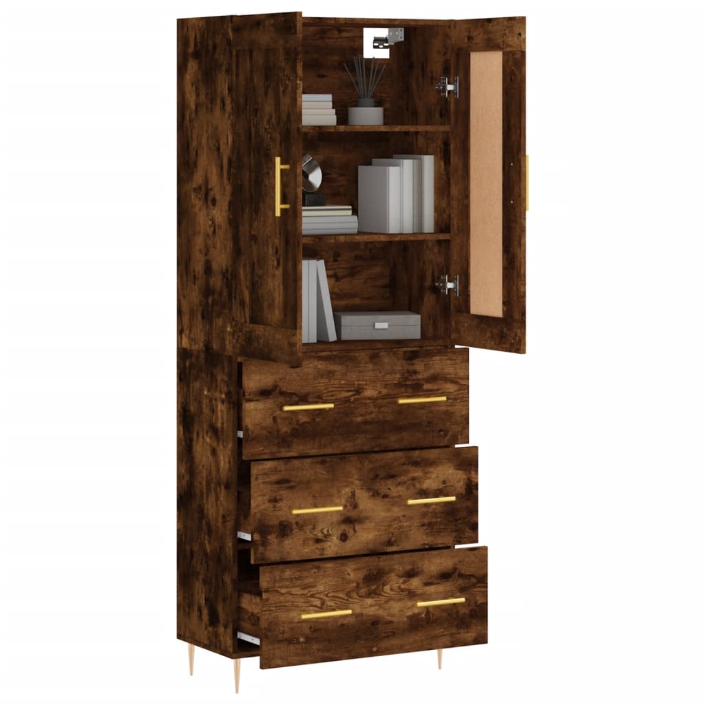 Buffet haut Chêne fumé 69,5x34x180 cm Bois d'ingénierie - XIOS