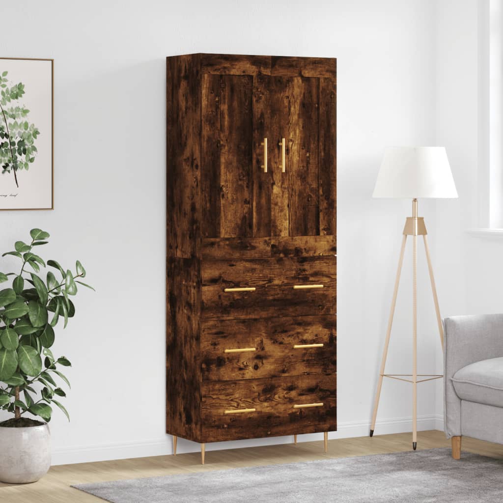 Buffet haut Chêne fumé 69,5x34x180 cm Bois d'ingénierie - XIOS