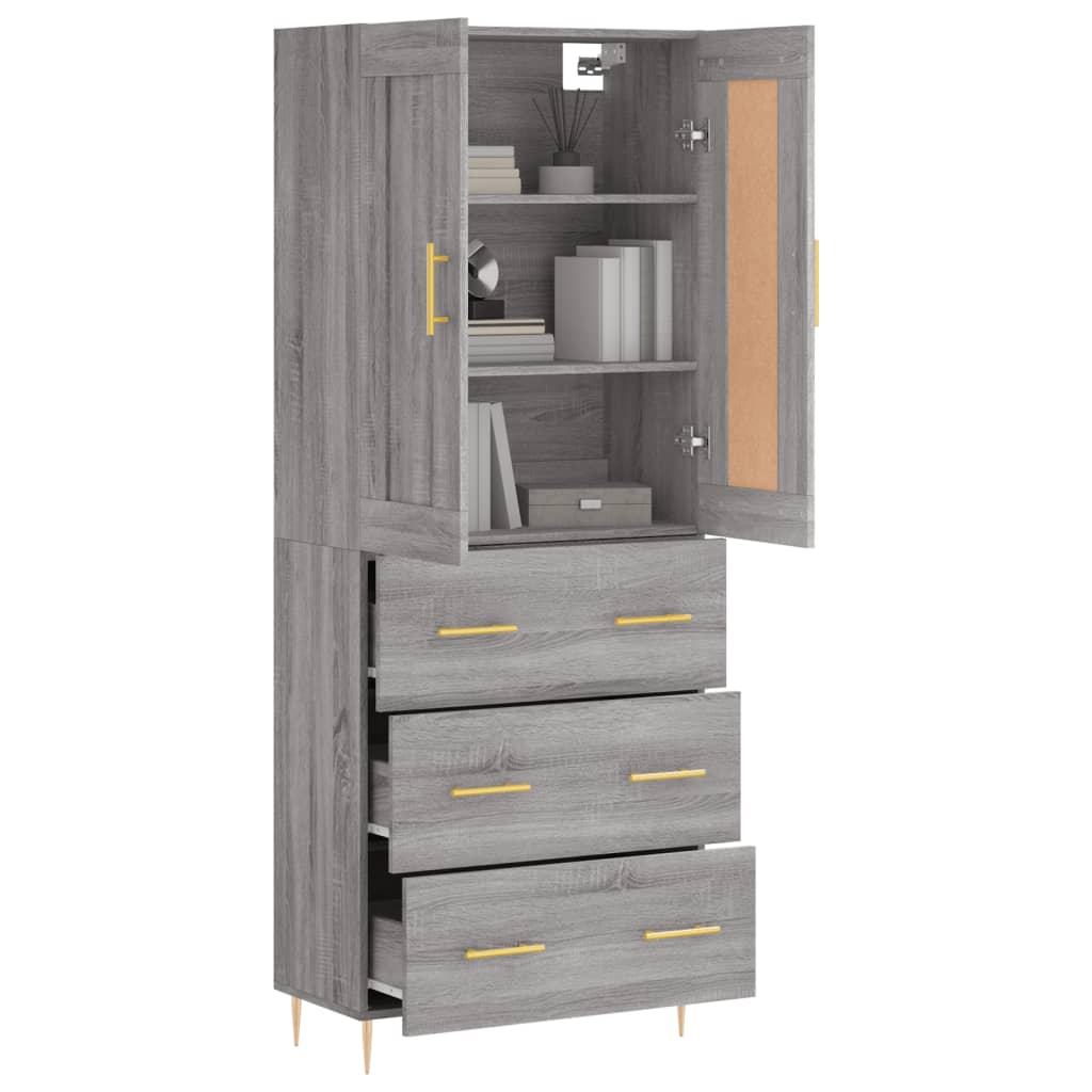 Buffet haut Sonoma gris 69,5x34x180 cm Bois d'ingénierie - XIOS
