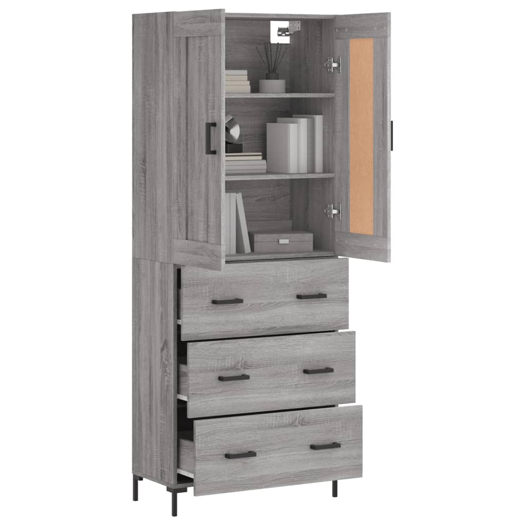 Buffet haut Sonoma gris 69,5x34x180 cm Bois d'ingénierie - XIOS