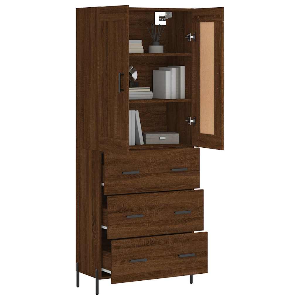 Buffet haut Chêne marron 69,5x34x180 cm Bois d'ingénierie - XIOS