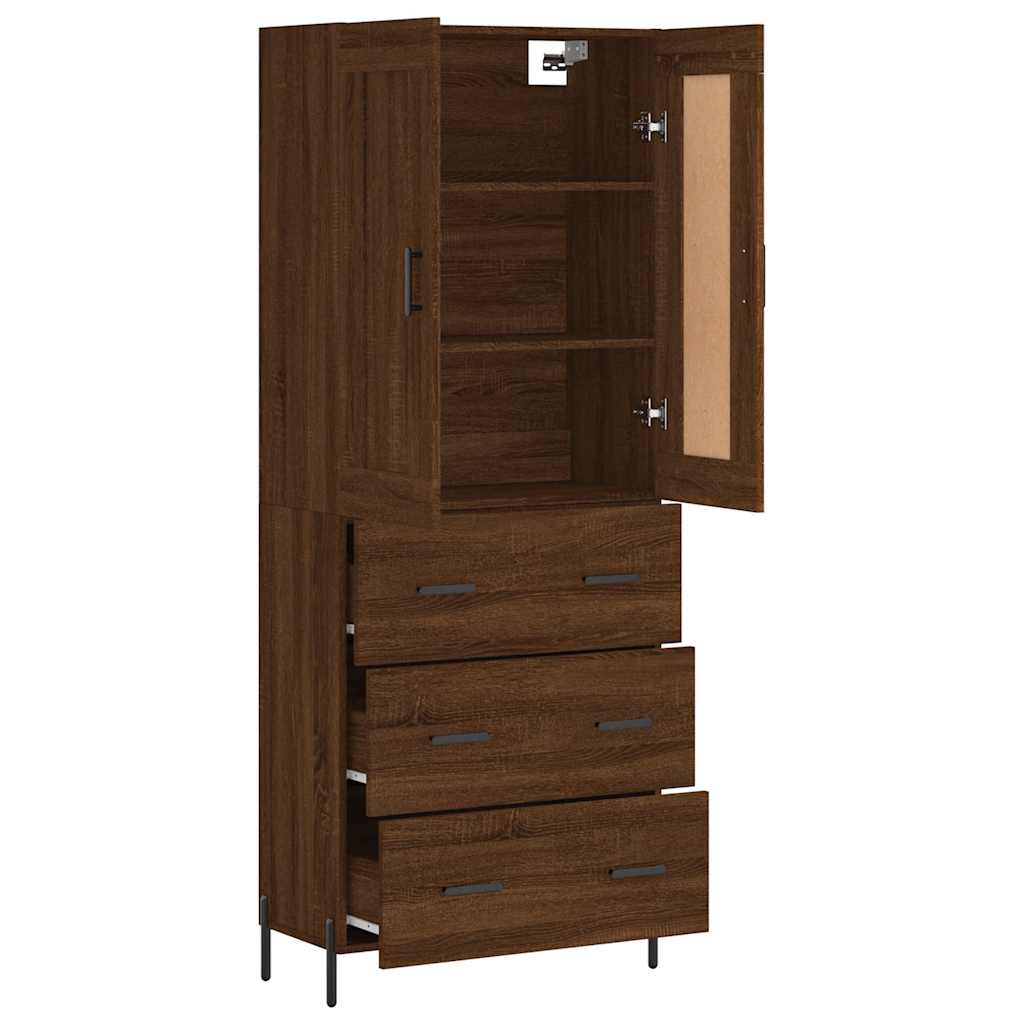 Buffet haut Chêne marron 69,5x34x180 cm Bois d'ingénierie - XIOS