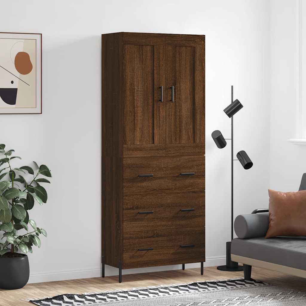 Buffet haut Chêne marron 69,5x34x180 cm Bois d'ingénierie - XIOS