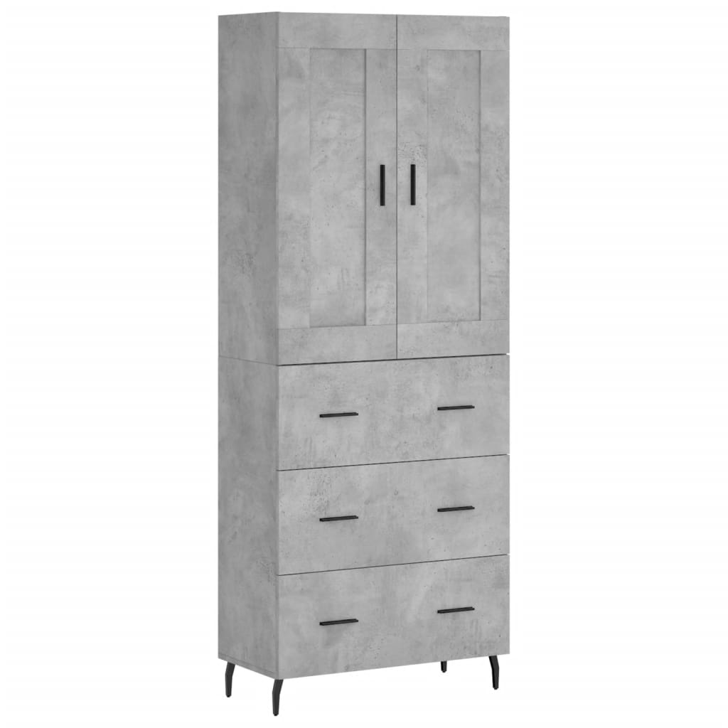 Buffet haut Gris béton 69,5x34x180 cm Bois d'ingénierie - XIOS