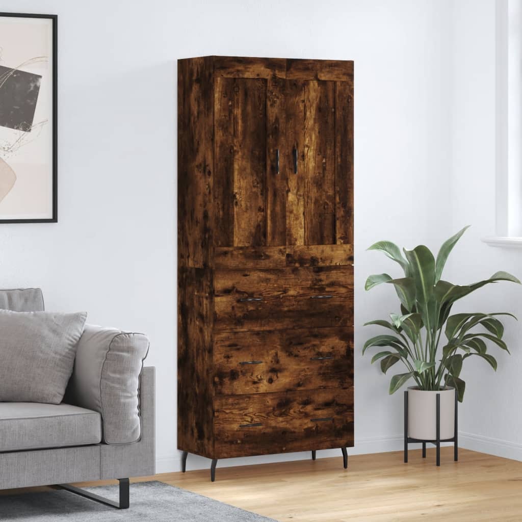 Buffet haut Chêne fumé 69,5x34x180 cm Bois d'ingénierie - XIOS