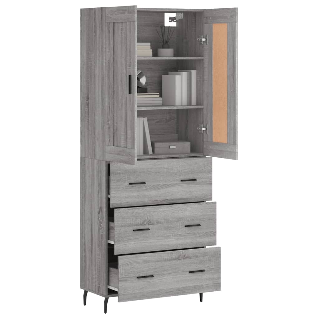 Buffet haut Sonoma gris 69,5x34x180 cm Bois d'ingénierie Buffets & bahuts vidaXL