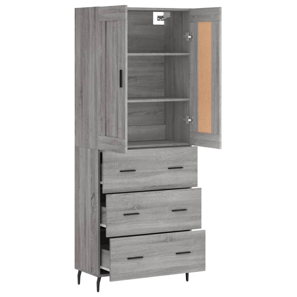 Buffet haut Sonoma gris 69,5x34x180 cm Bois d'ingénierie Buffets & bahuts vidaXL