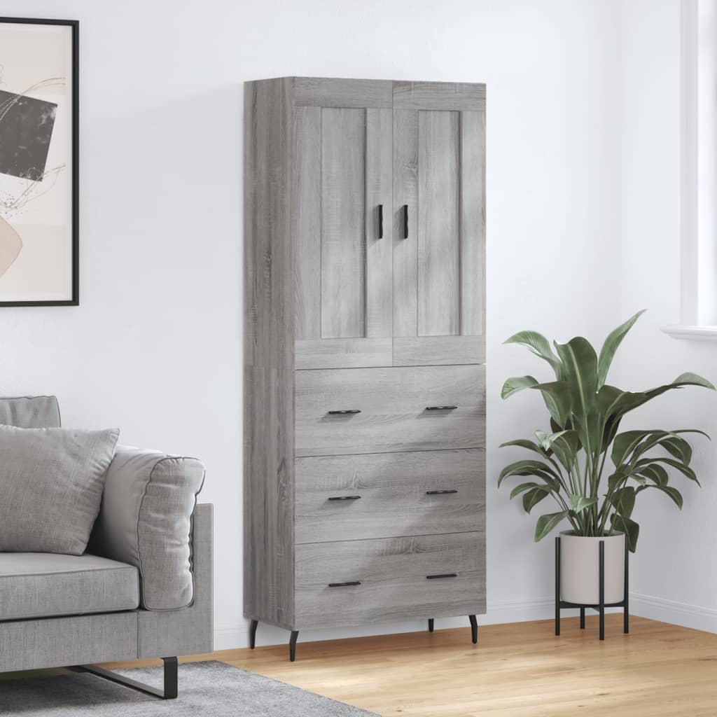 Buffet haut Sonoma gris 69,5x34x180 cm Bois d'ingénierie Buffets & bahuts vidaXL