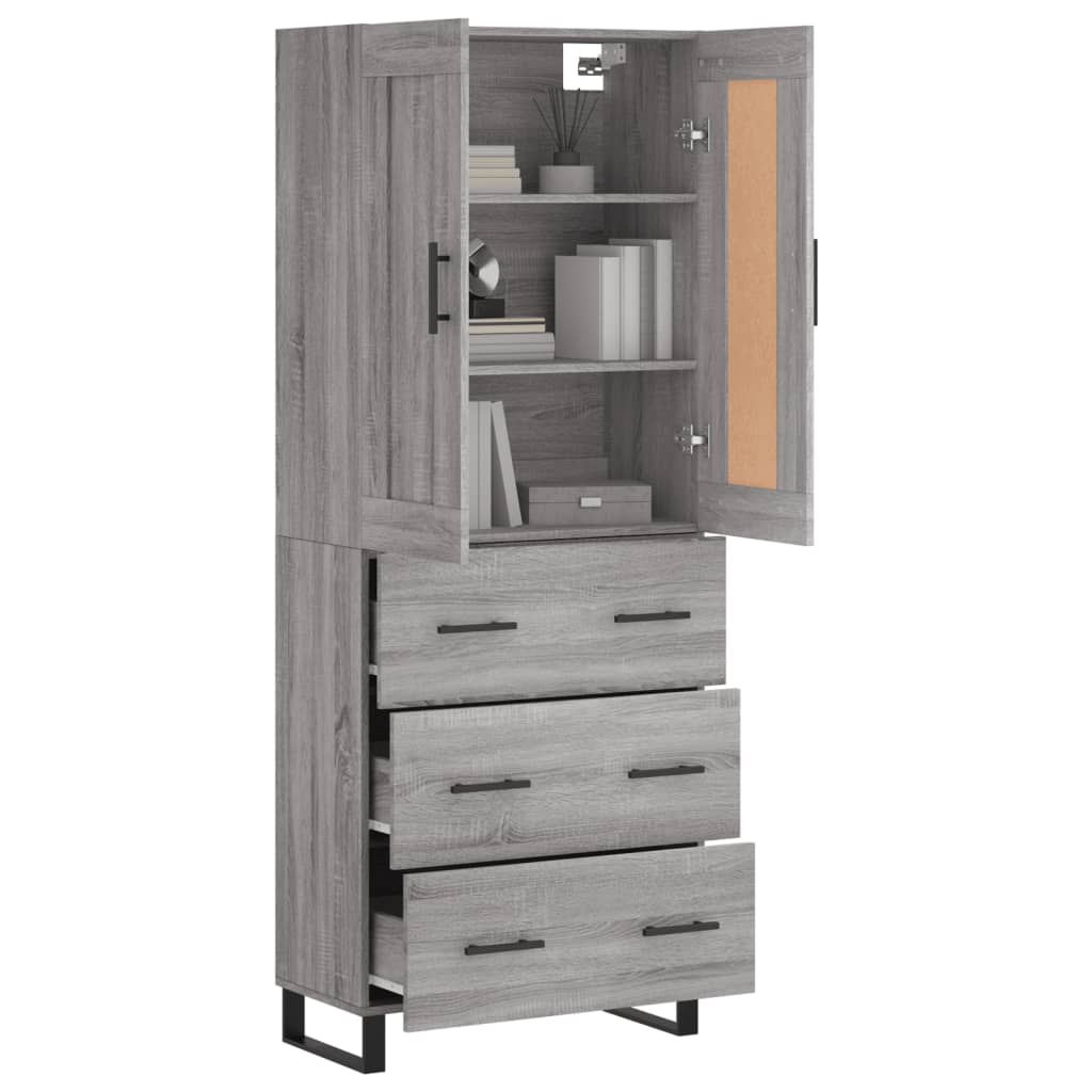 Buffet haut Sonoma gris 69,5x34x180 cm Bois d'ingénierie - XIOS