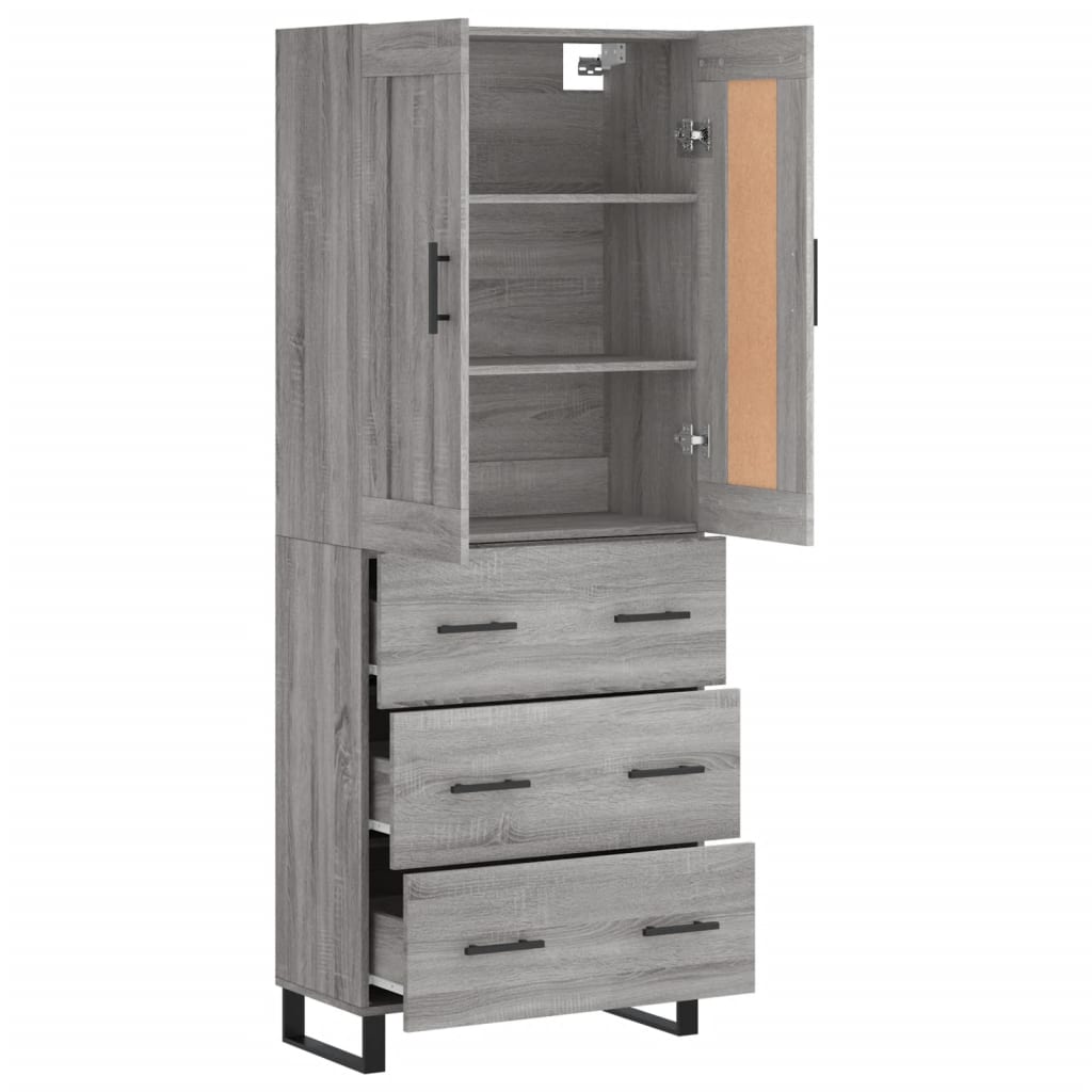 Buffet haut Sonoma gris 69,5x34x180 cm Bois d'ingénierie - XIOS