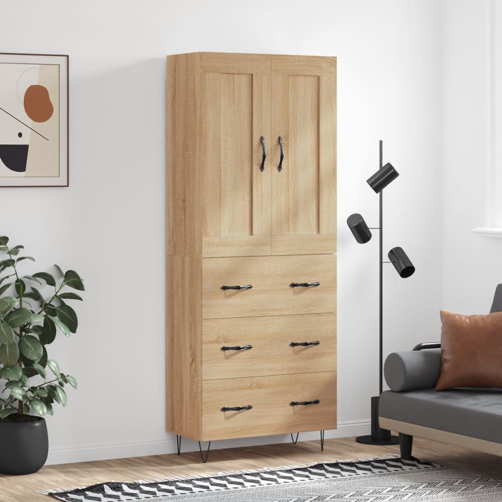 Buffet haut Chêne sonoma 69,5x34x180 cm Bois d'ingénierie - XIOS