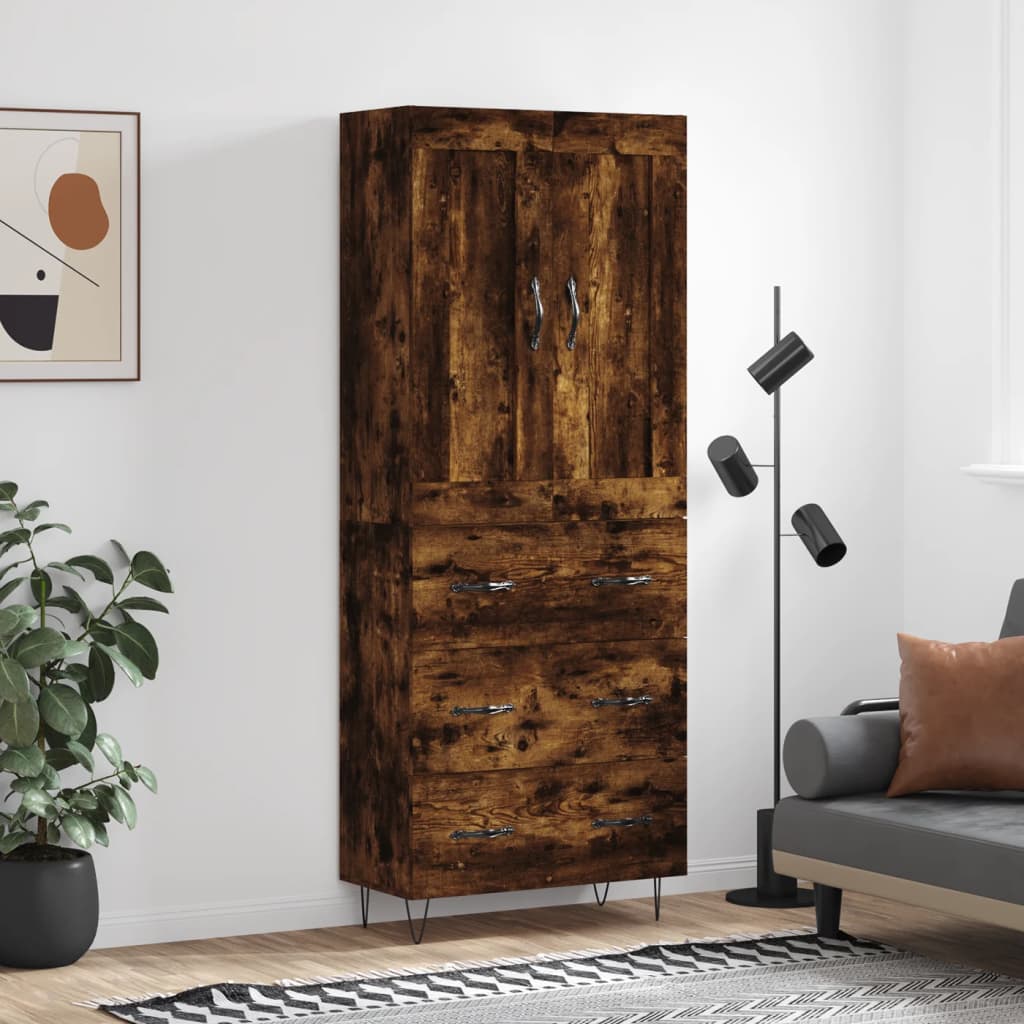 Buffet haut Chêne fumé 69,5x34x180 cm Bois d'ingénierie - XIOS