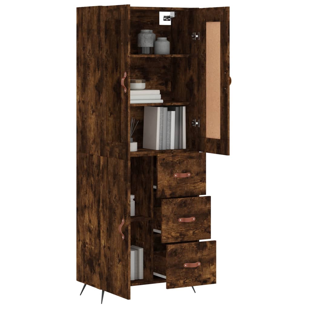 Buffet haut Chêne fumé 69,5x34x180 cm Bois d'ingénierie - XIOS