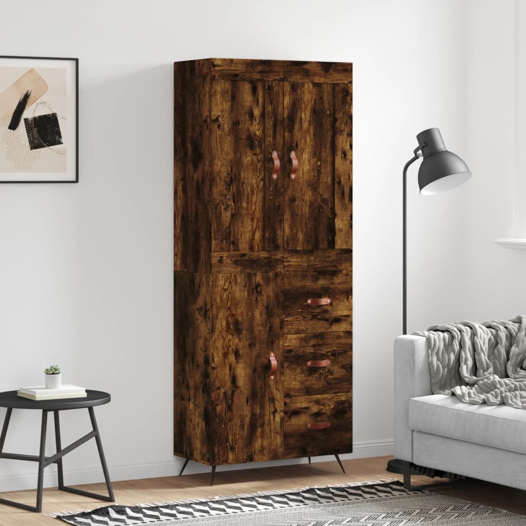 Buffet haut Chêne fumé 69,5x34x180 cm Bois d'ingénierie - XIOS