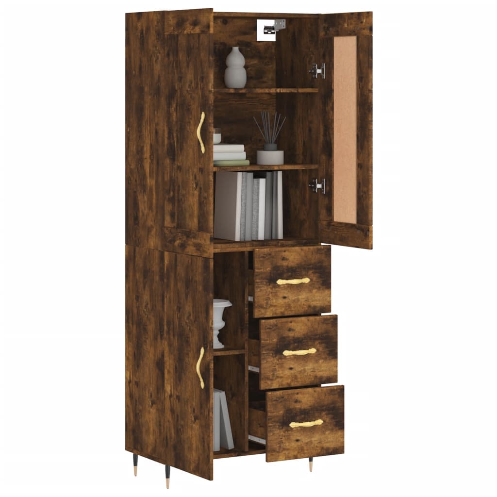 Buffet haut Chêne fumé 69,5x34x180 cm Bois d'ingénierie - XIOS