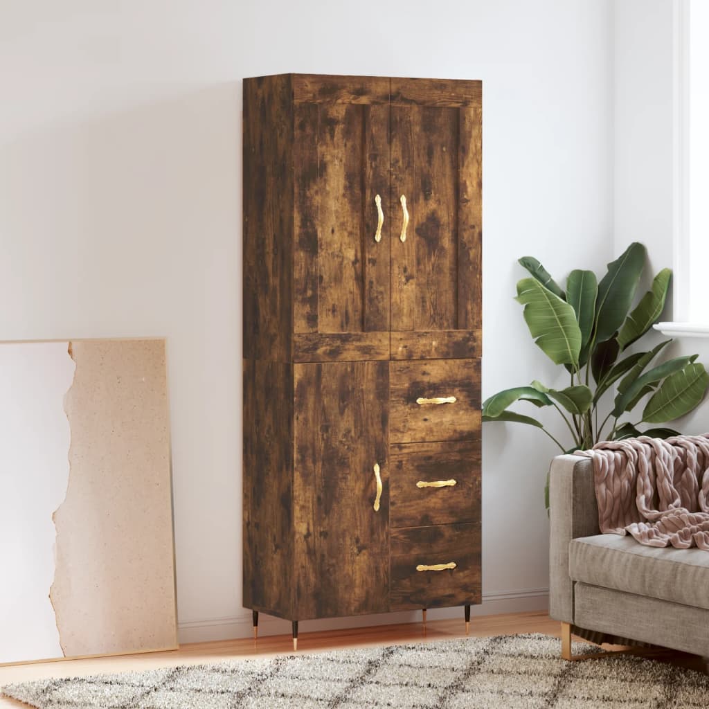Buffet haut Chêne fumé 69,5x34x180 cm Bois d'ingénierie - XIOS