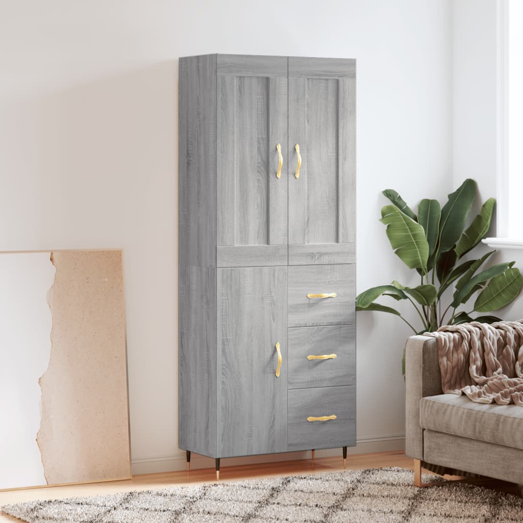 Buffet haut Sonoma gris 69,5x34x180 cm Bois d'ingénierie - XIOS
