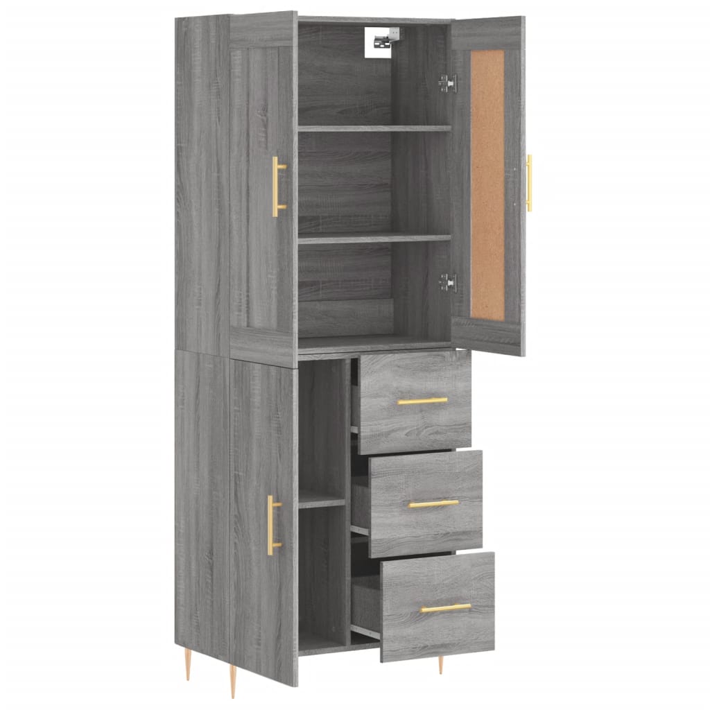 Buffet haut Sonoma gris 69,5x34x180 cm Bois d'ingénierie - XIOS