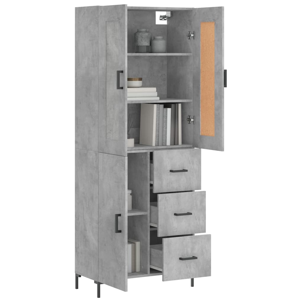 Buffet haut Gris béton 69,5x34x180 cm Bois d'ingénierie - XIOS