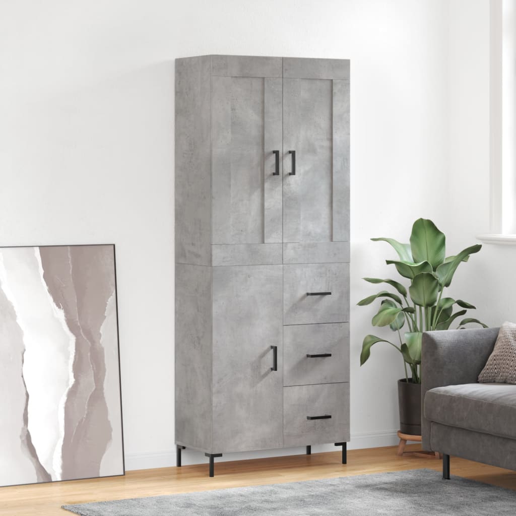 Buffet haut Gris béton 69,5x34x180 cm Bois d'ingénierie - XIOS