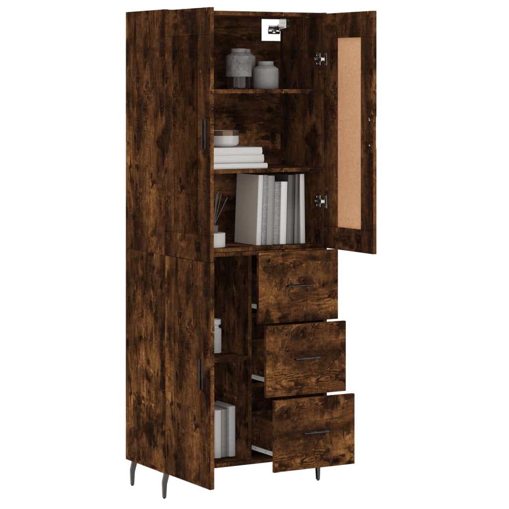 Buffet haut Chêne fumé 69,5x34x180 cm Bois d'ingénierie - XIOS