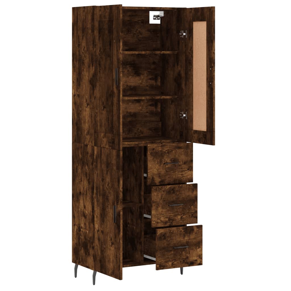 Buffet haut Chêne fumé 69,5x34x180 cm Bois d'ingénierie - XIOS