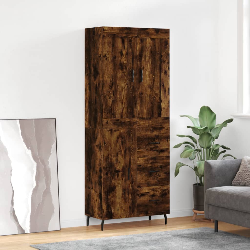 Buffet haut Chêne fumé 69,5x34x180 cm Bois d'ingénierie - XIOS