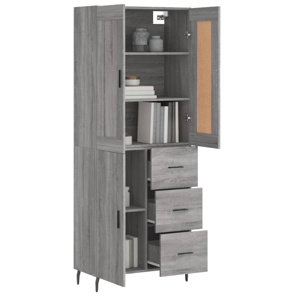 Buffet haut Sonoma gris 69,5x34x180 cm Bois d'ingénierie - XIOS