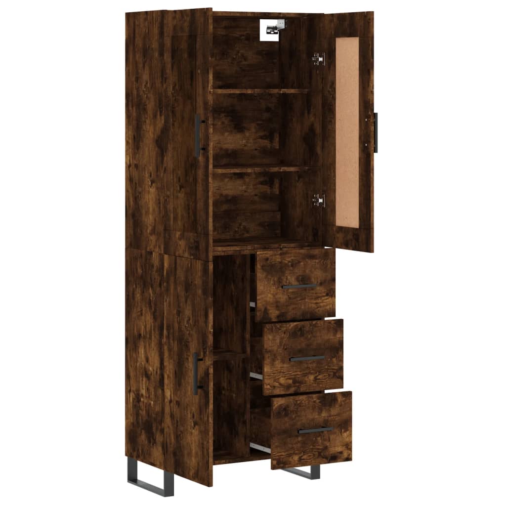 Buffet haut Chêne fumé 69,5x34x180 cm Bois d'ingénierie - XIOS