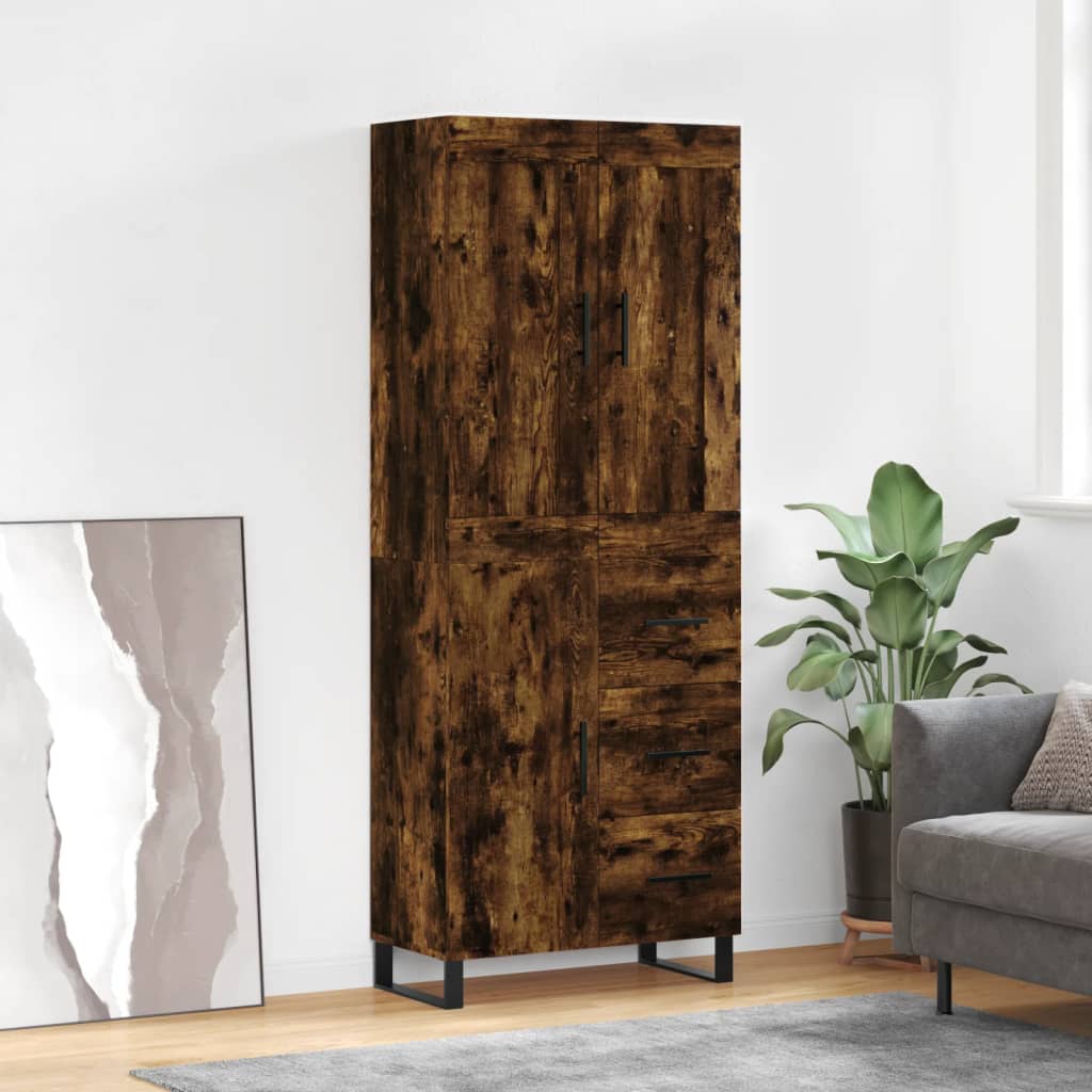Buffet haut Chêne fumé 69,5x34x180 cm Bois d'ingénierie - XIOS