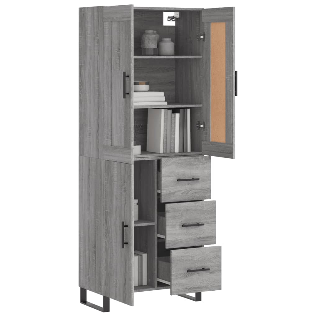 Buffet haut Sonoma gris 69,5x34x180 cm Bois d'ingénierie - XIOS