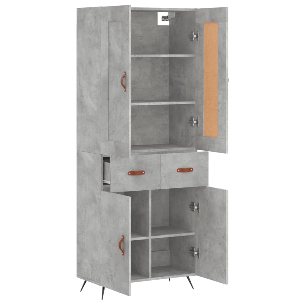 Buffet haut Gris béton 69,5x34x180 cm Bois d'ingénierie - XIOS