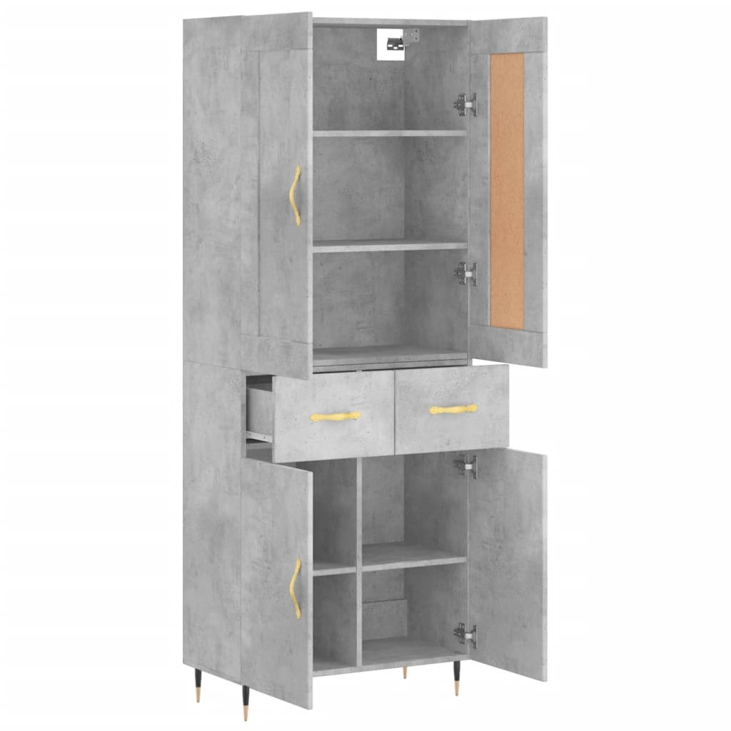 Buffet haut Gris béton 69,5x34x180 cm Bois d'ingénierie - XIOS