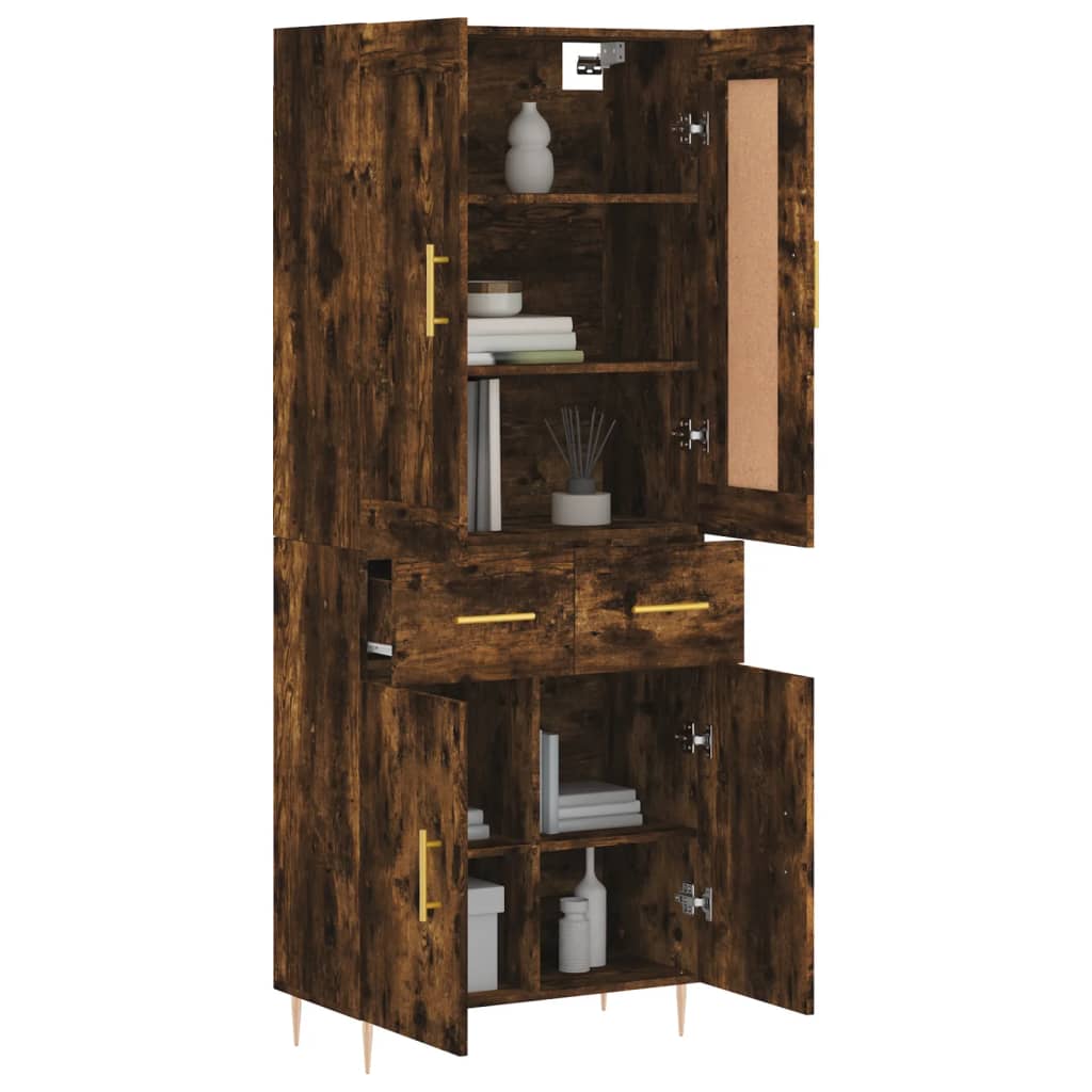 Buffet haut Chêne fumé 69,5x34x180 cm Bois d'ingénierie - XIOS