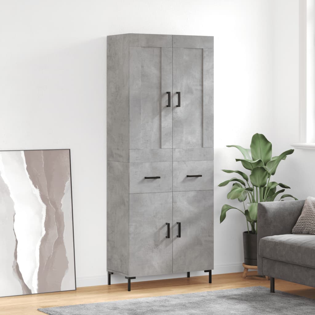 Buffet haut Gris béton 69,5x34x180 cm Bois d'ingénierie - XIOS