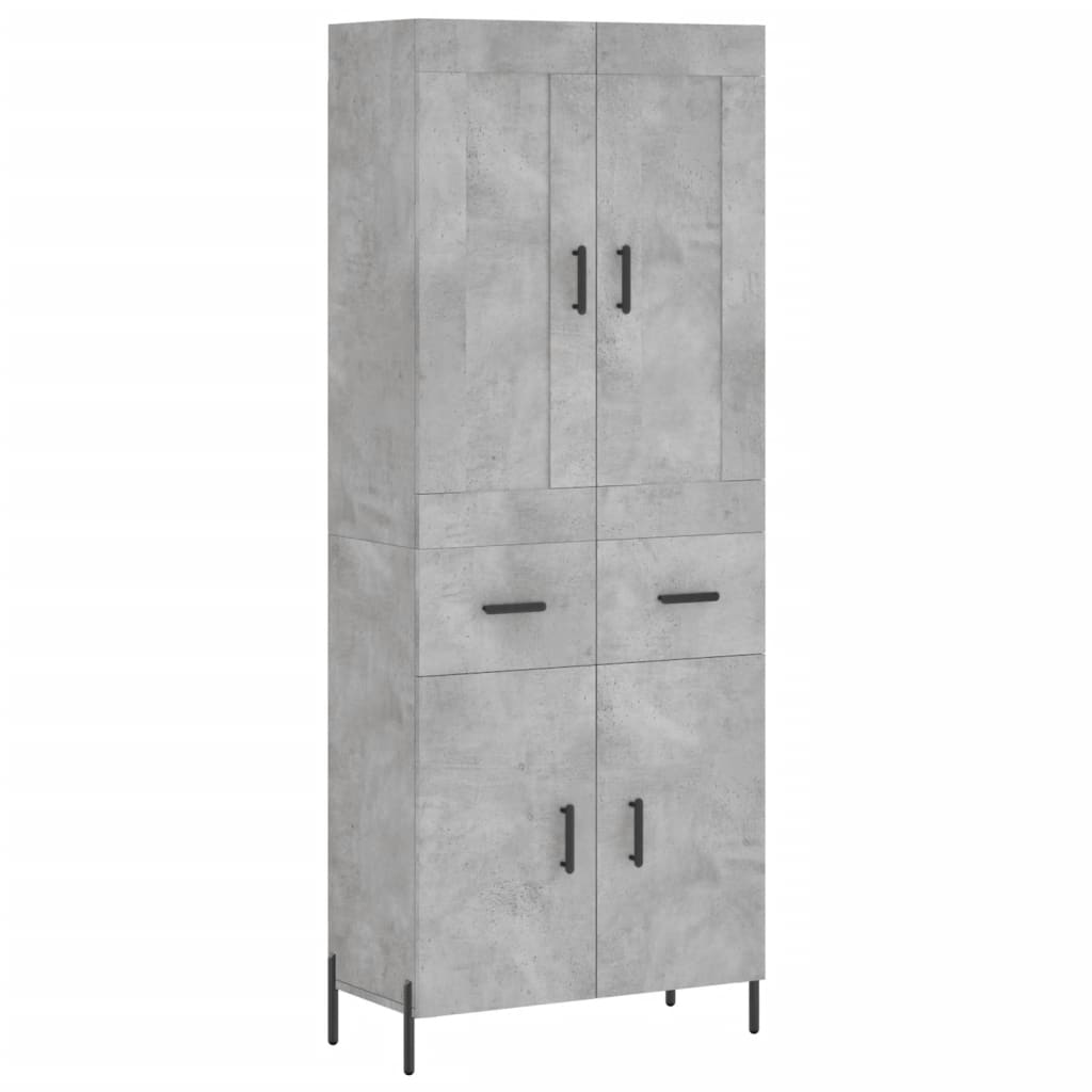 Buffet haut Gris béton 69,5x34x180 cm Bois d'ingénierie - XIOS