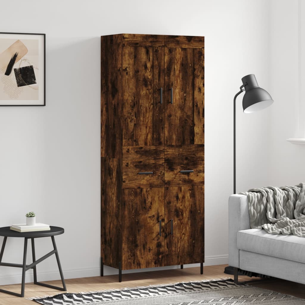 Buffet haut Chêne fumé 69,5x34x180 cm Bois d'ingénierie - XIOS