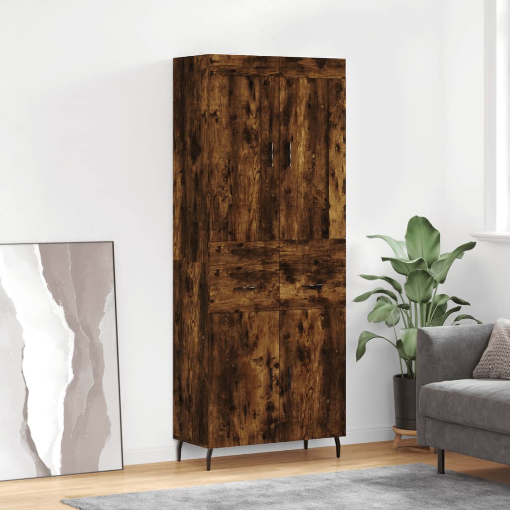 Buffet haut Chêne fumé 69,5x34x180 cm Bois d'ingénierie - XIOS