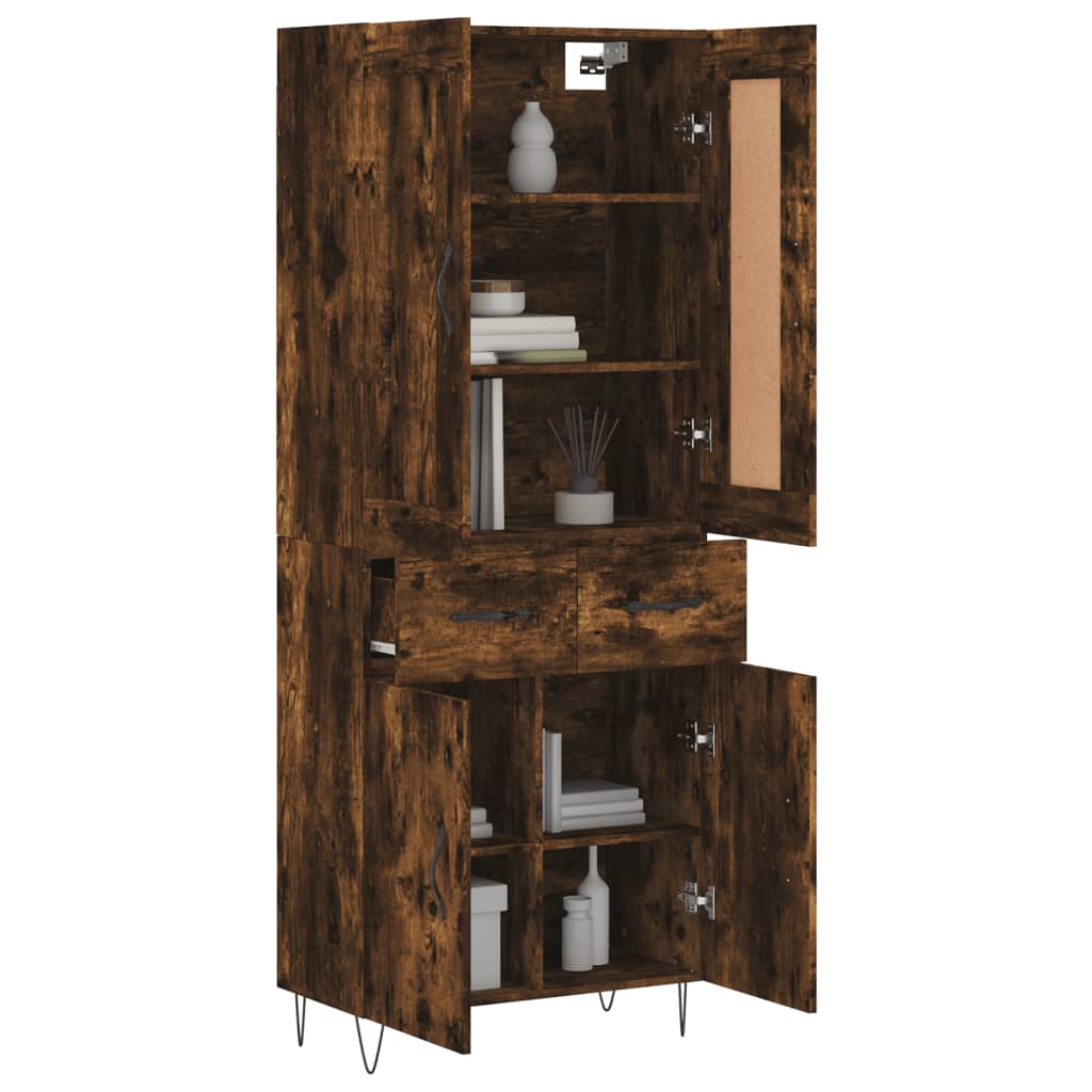Buffet haut Chêne fumé 69,5x34x180 cm Bois d'ingénierie - XIOS