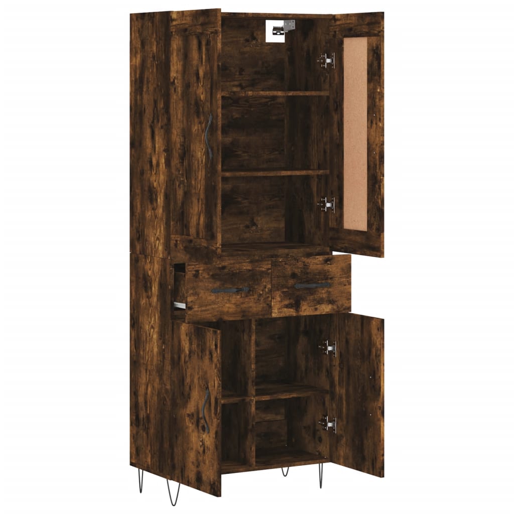Buffet haut Chêne fumé 69,5x34x180 cm Bois d'ingénierie - XIOS