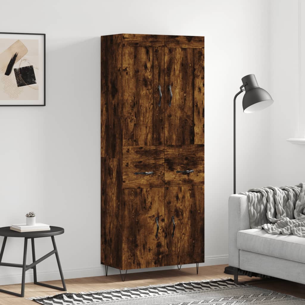 Buffet haut Chêne fumé 69,5x34x180 cm Bois d'ingénierie - XIOS