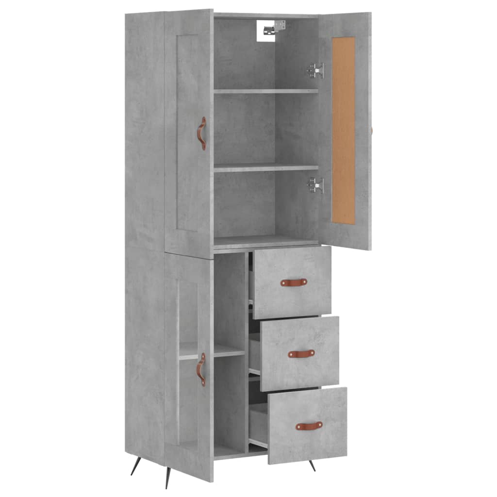 Buffet haut Gris béton 69,5x34x180 cm Bois d'ingénierie - XIOS