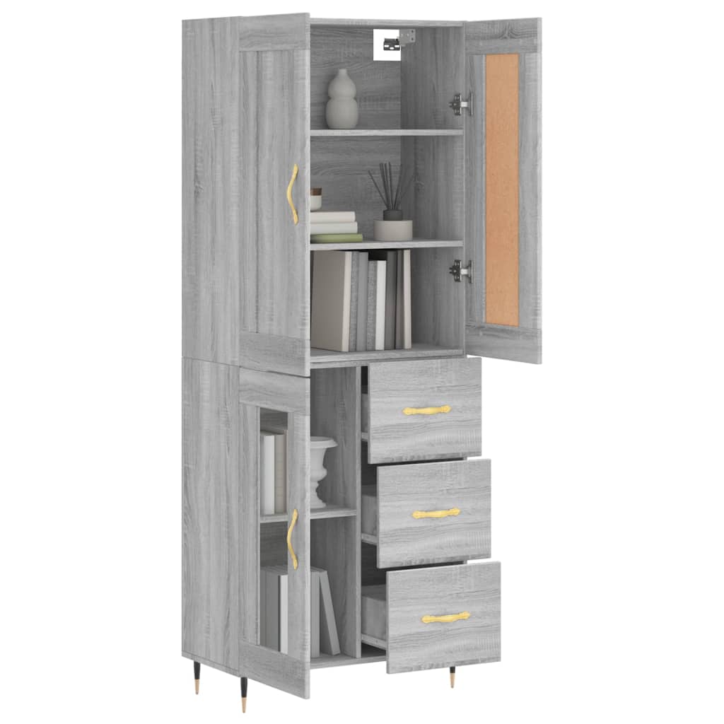 Buffet haut Sonoma gris 69,5x34x180 cm Bois d'ingénierie - XIOS