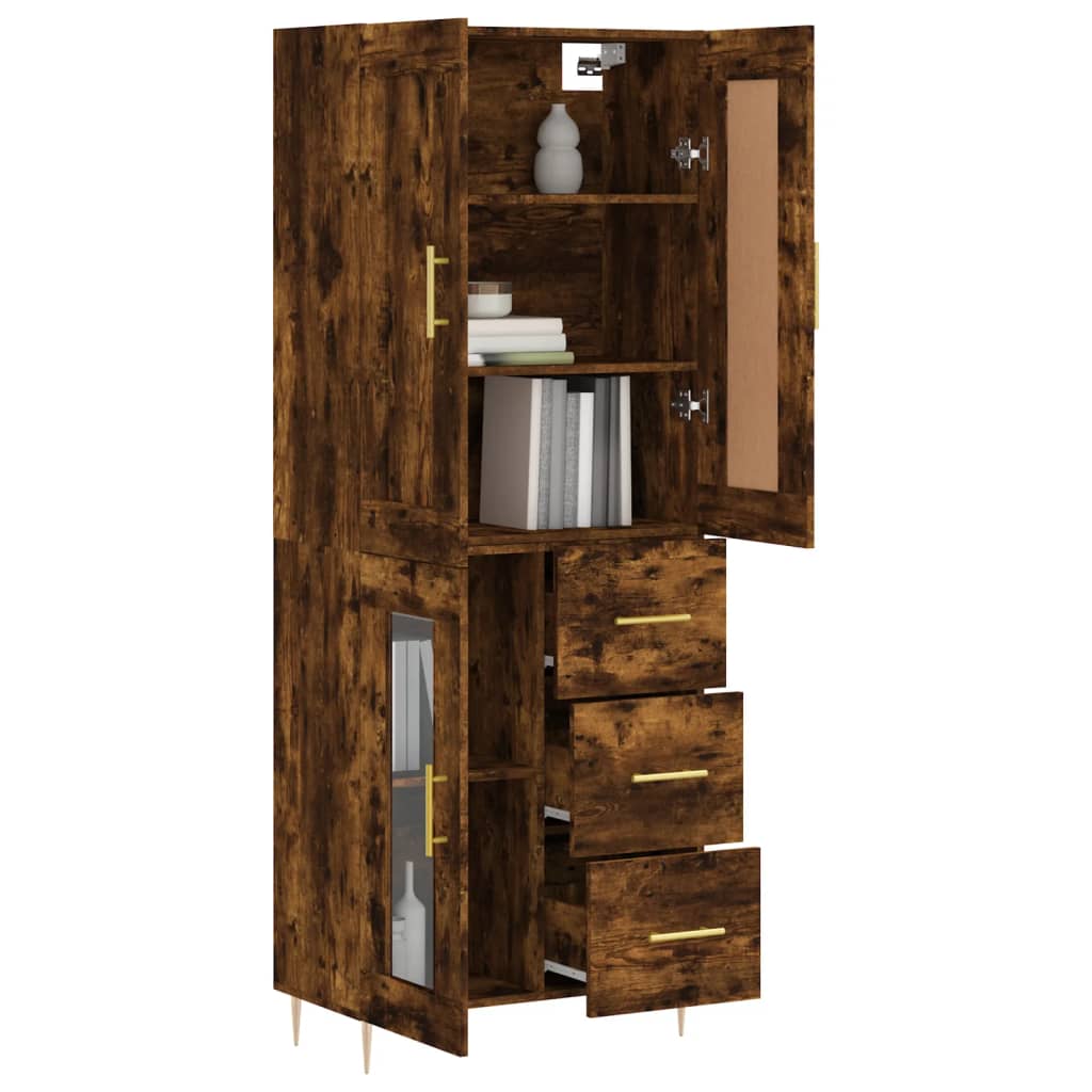 Buffet haut Chêne fumé 69,5x34x180 cm Bois d'ingénierie - XIOS