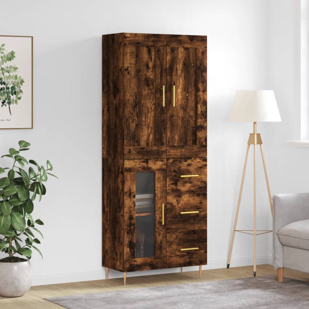 Buffet haut Chêne fumé 69,5x34x180 cm Bois d'ingénierie - XIOS