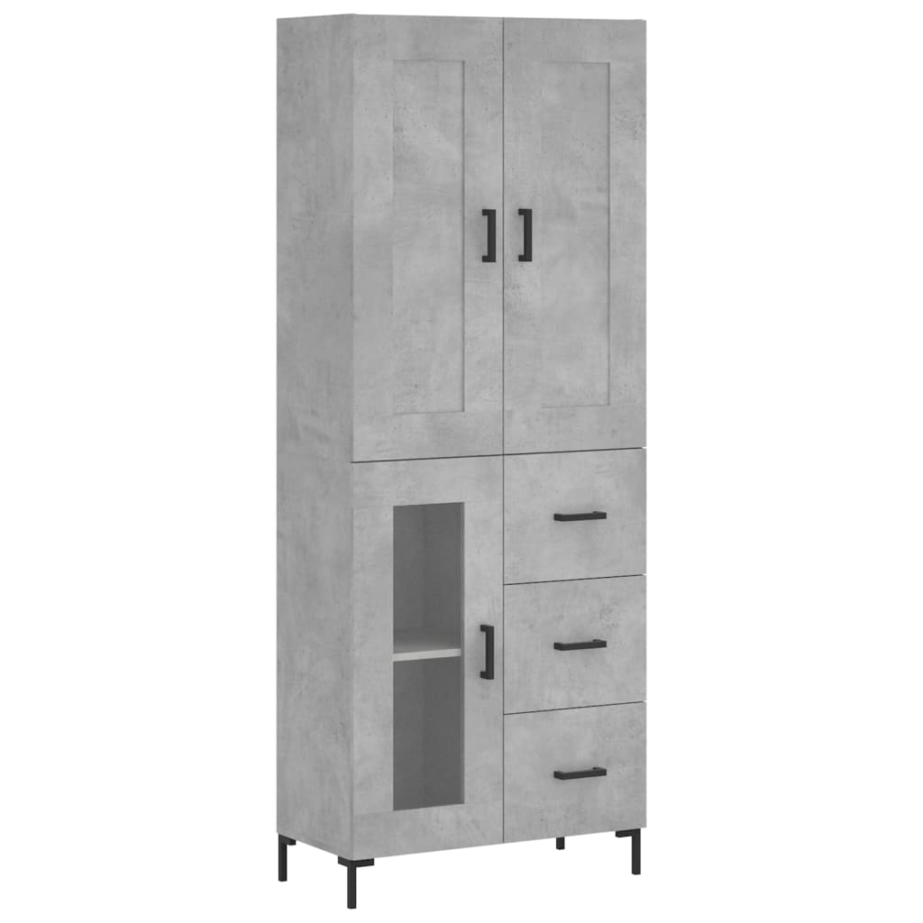 Buffet haut Gris béton 69,5x34x180 cm Bois d'ingénierie - XIOS