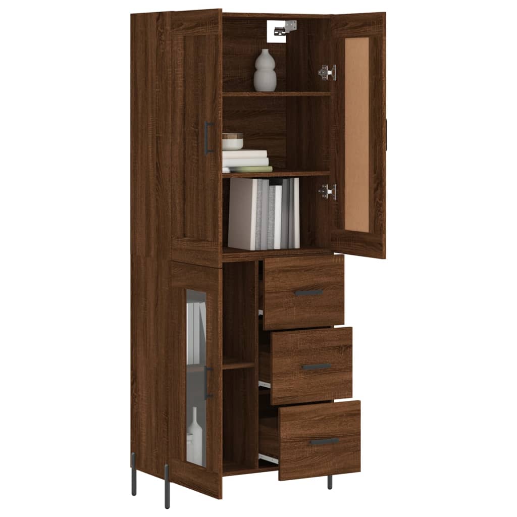 Buffet haut Chêne marron 69,5x34x180 cm Bois d'ingénierie - XIOS