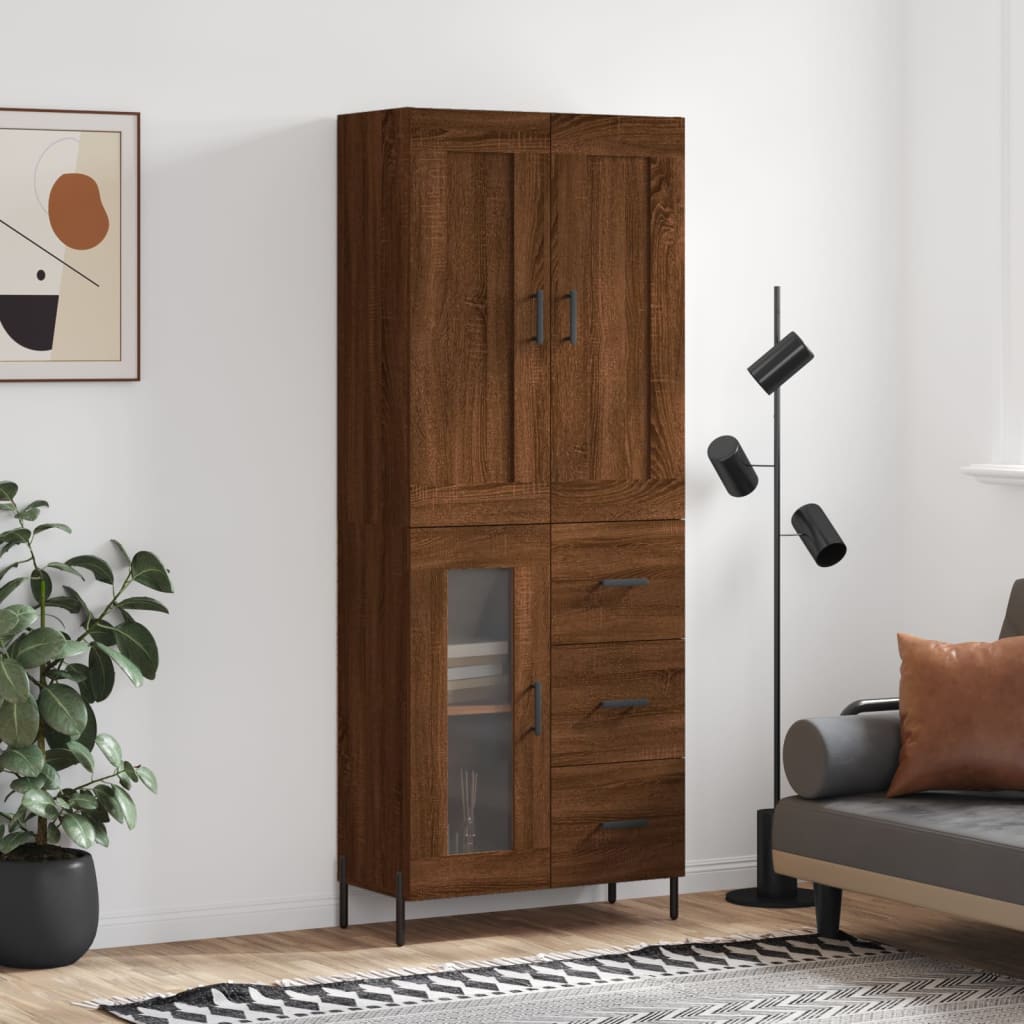 Buffet haut Chêne marron 69,5x34x180 cm Bois d'ingénierie - XIOS